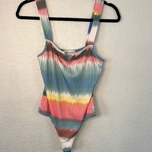 Tie-Dye Ribbed Women’s  One-Piece Swimsuit - Multicolor